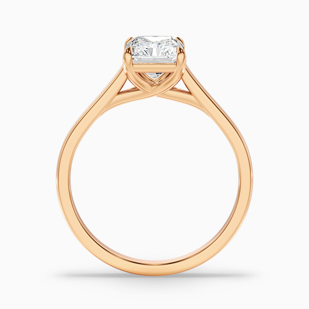 adel 7 carat radiant cut solitaire moissanite engagement ring in 14k rose gold -  Side View