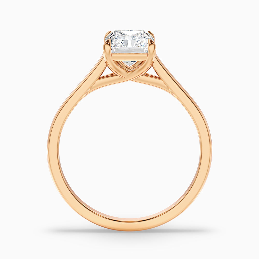 adel 6 carat radiant cut solitaire moissanite engagement ring in 10k rose gold -  Side View