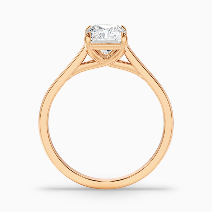 adel 6 carat radiant cut solitaire moissanite engagement ring in 10k rose gold -  Side View