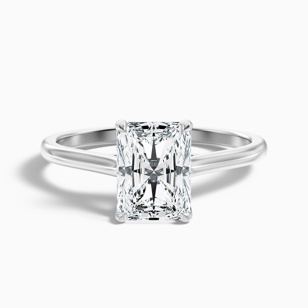 adel 6 carat radiant cut solitaire moissanite engagement ring in 925 sterling silver - Front View