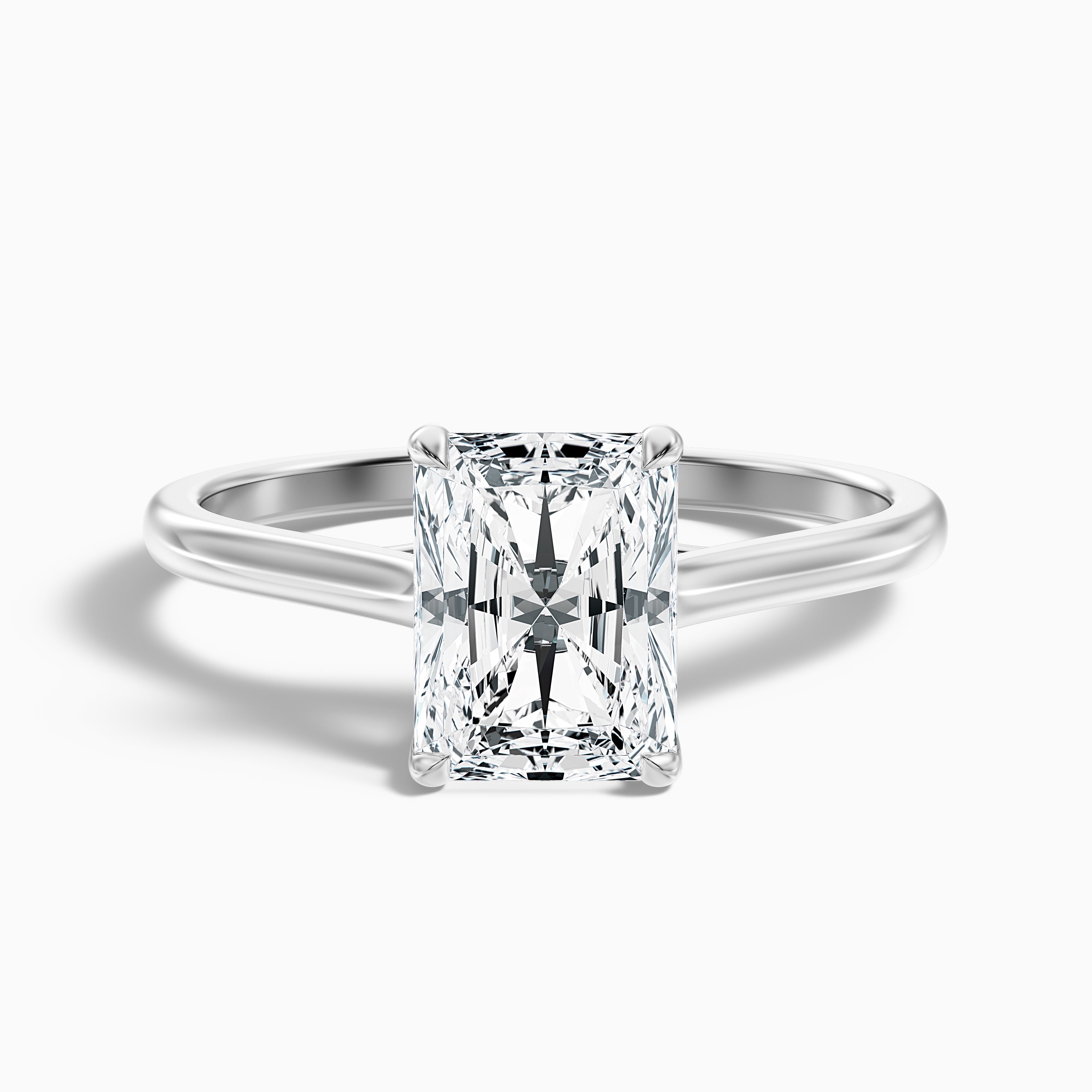 Alia 2 Carat Radiant Cut Solitaire Moissanite Engagement Ring in 14k White Gold