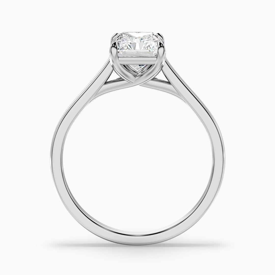 adel 7 carat radiant cut solitaire moissanite engagement ring in 18k white gold -  Side View