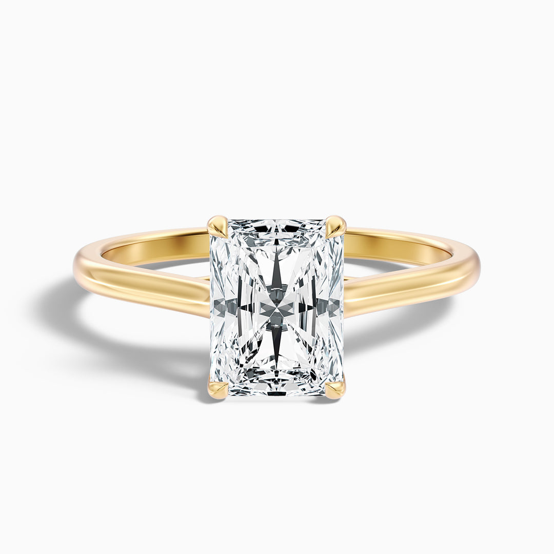 Daisy 3.5 Carat Radiant Cut Solitaire Lab Grown Diamond Ring in 10k Yellow Gold - Front View