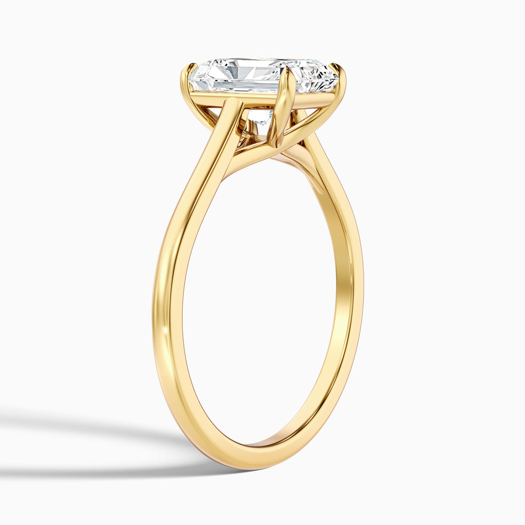 Daisy 4 Carat Radiant Cut Solitaire Lab Grown Diamond Ring in 14k Yellow Gold - Detail View