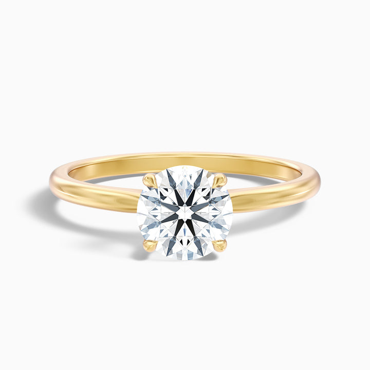 Diana 1 Carat Round Solitaire Lab Grown Diamond Ring in 14k Yellow Gold - Front View