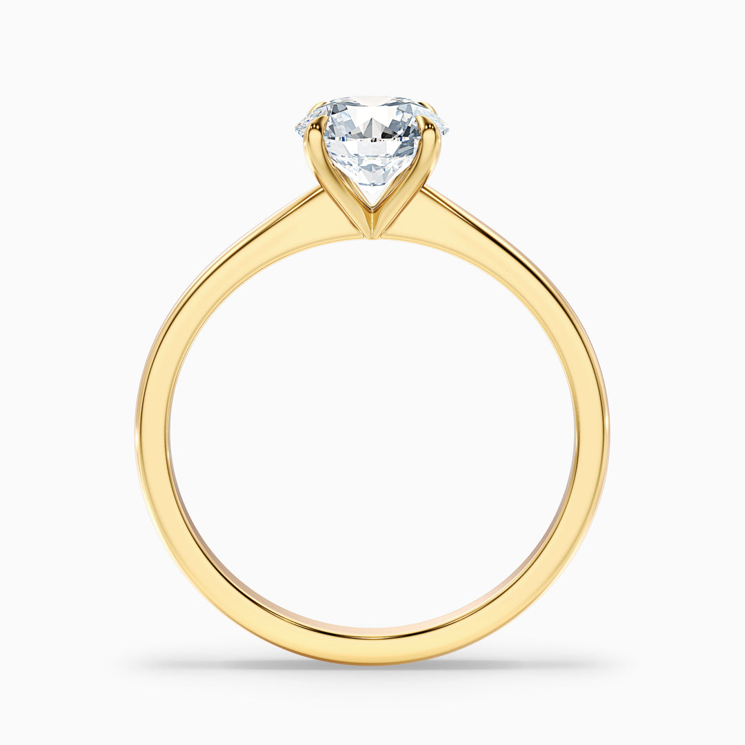 Diana 3.5 Carat Round Solitaire Lab Grown Diamond Ring in 14k Yellow Gold - Side View