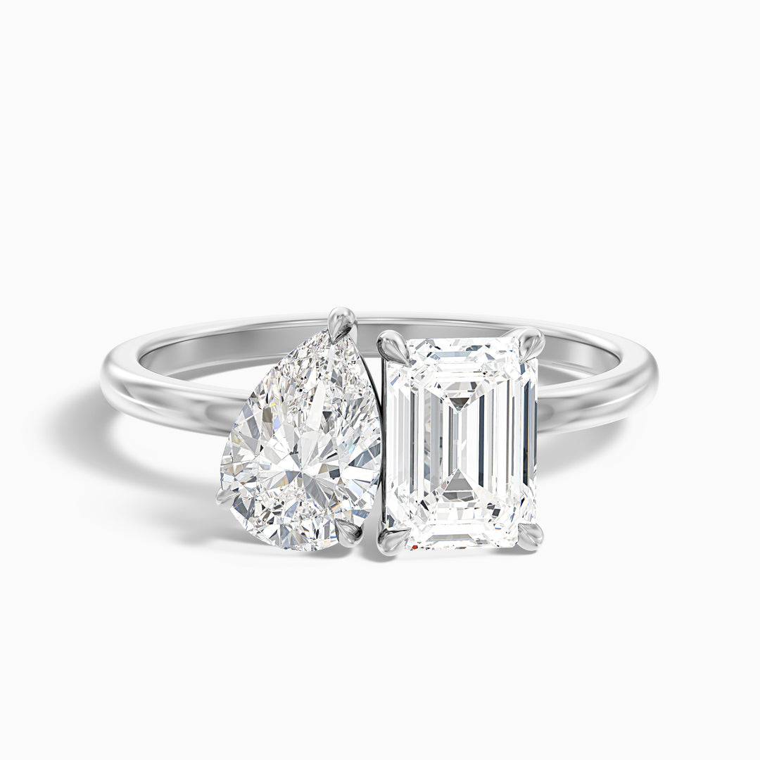 Zoey Toi Et Moi Ring in Platinum With Pear and Emerald Two Stone Lab Grown Diamond (4 Ct. Tw.)