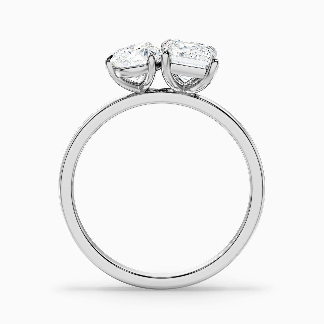 Zoey Toi Et Moi Engagement Ring in 925 Sterling Silver With Pear and Emerald Two Stone Lab Grown Diamond (1.5 Ct. Tw.) - Side View