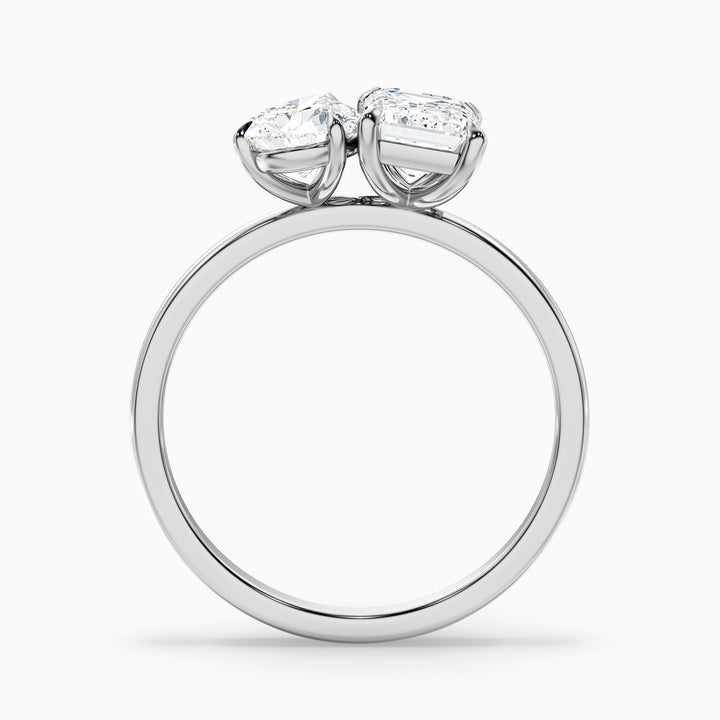 Zoey Toi Et Moi Engagement Ring in 925 Sterling Silver With Pear and Emerald Two Stone Lab Grown Diamond (1.5 Ct. Tw.) - Side View