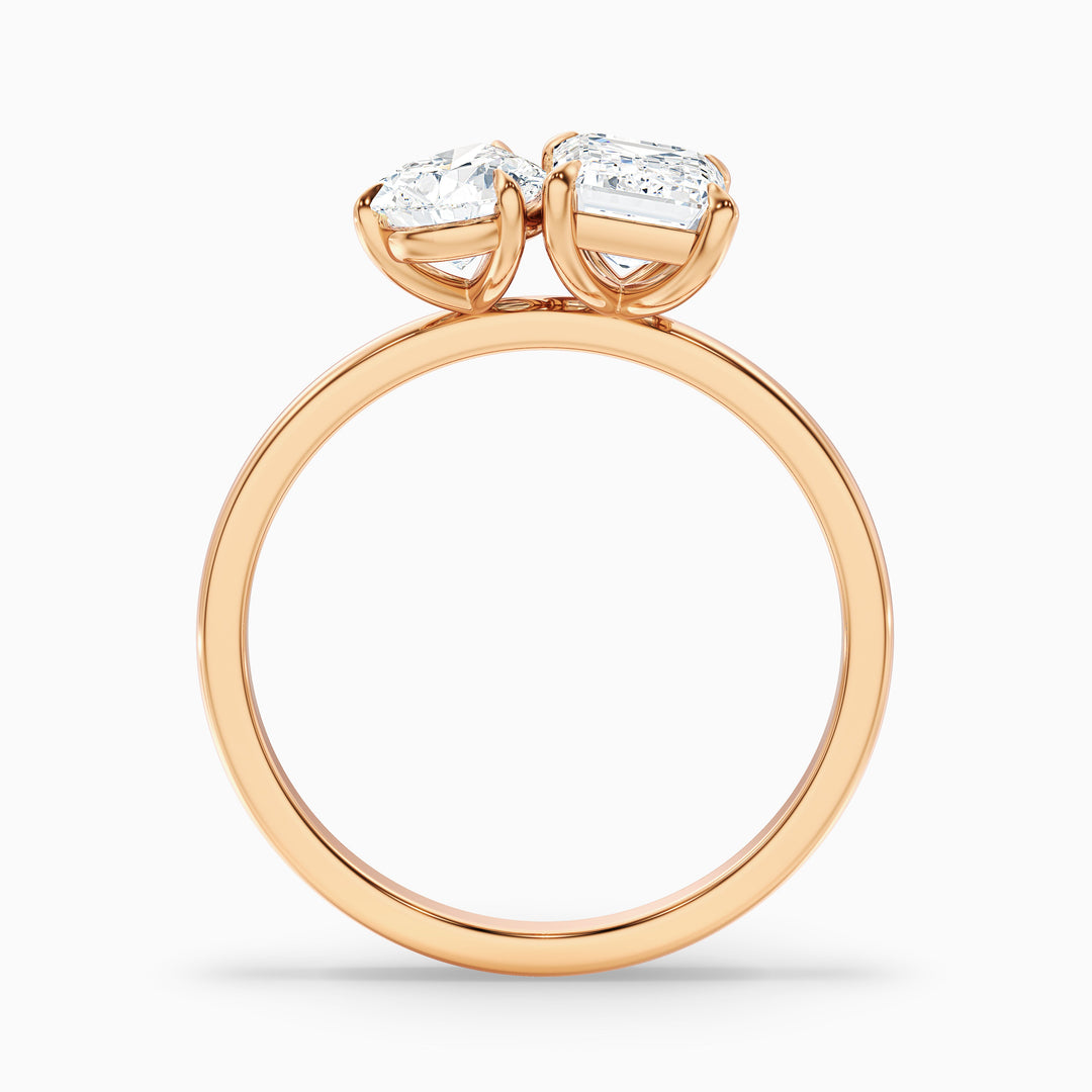 Zoey Toi Et Moi Engagement Ring in 14k Rose Gold With Pear and Emerald Two Stone Lab Grown Diamond (1 Ct. Tw.)