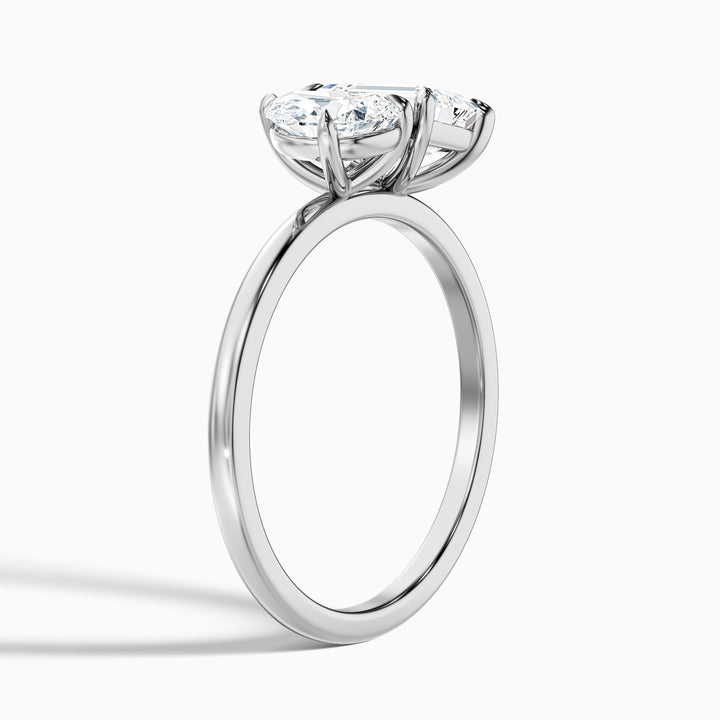 Zoey Toi Et Moi Engagement Ring in 925 Sterling Silver With Pear and Emerald Two Stone Lab Grown Diamond (1.5 Ct. Tw.) - Detail View