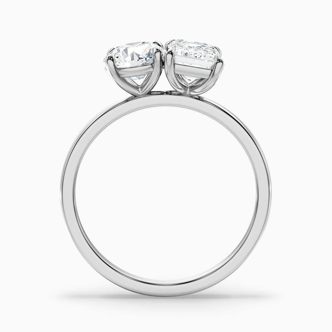 Mary Toi Et Moi Ring in 925 Sterling Silver With Round and Emerald Two Stone Lab Grown Diamond (1 Ct. Tw.) - Side View