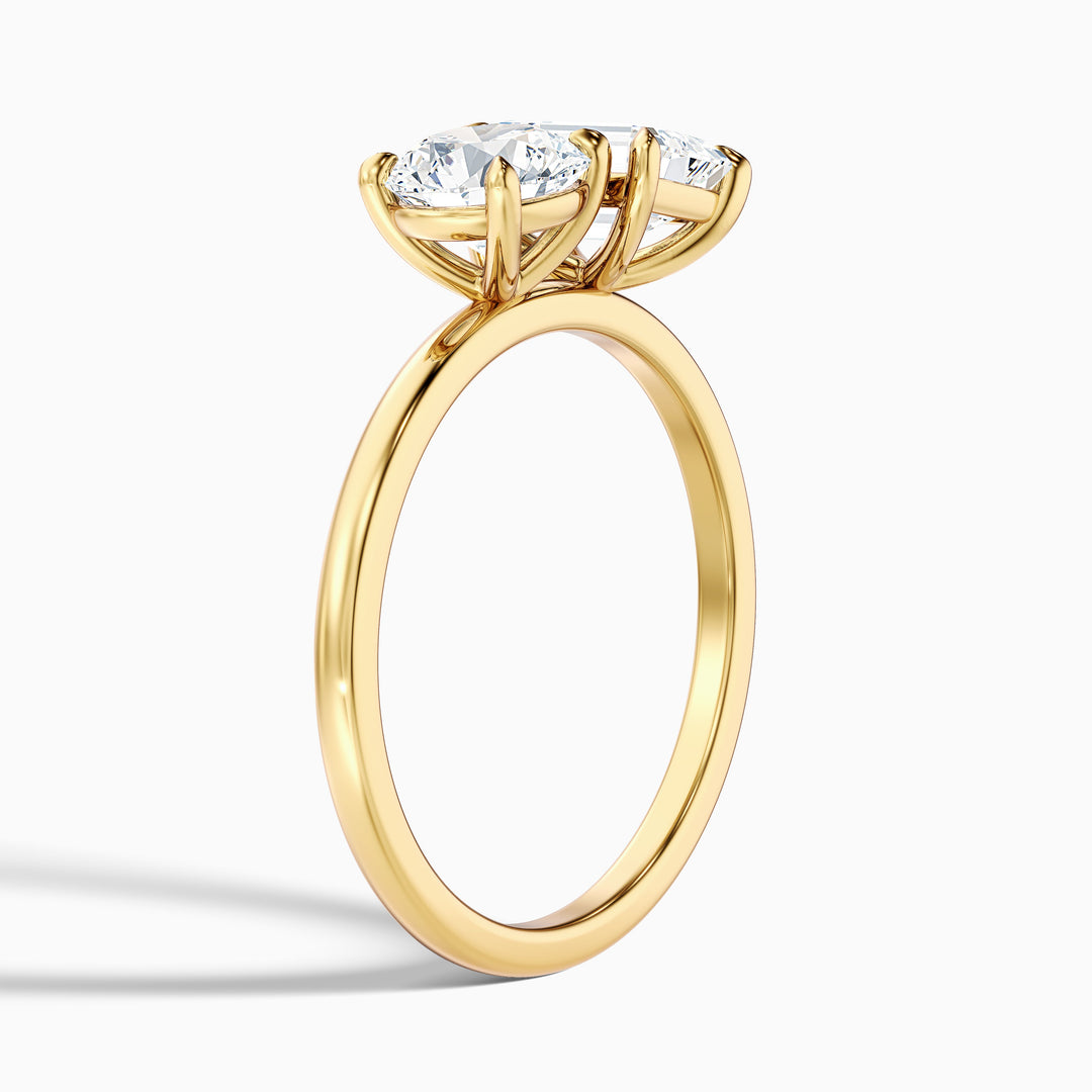 Mary Toi Et Moi Diamond Ring in 18k Rose Gold With Round and Emerald Two Stone Lab Grown Diamond (4.5 Ct. Tw.) - Detail View