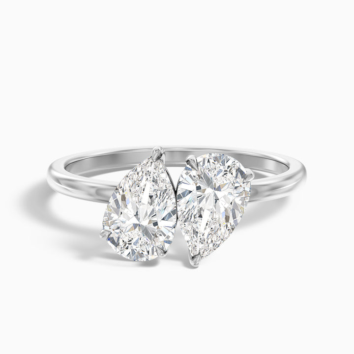 Georgia Toi Et Moi Diamond Ring in 10k White Gold With With Both Pear Two Stone Lab Grown Diamond (2 Ct. Tw.)