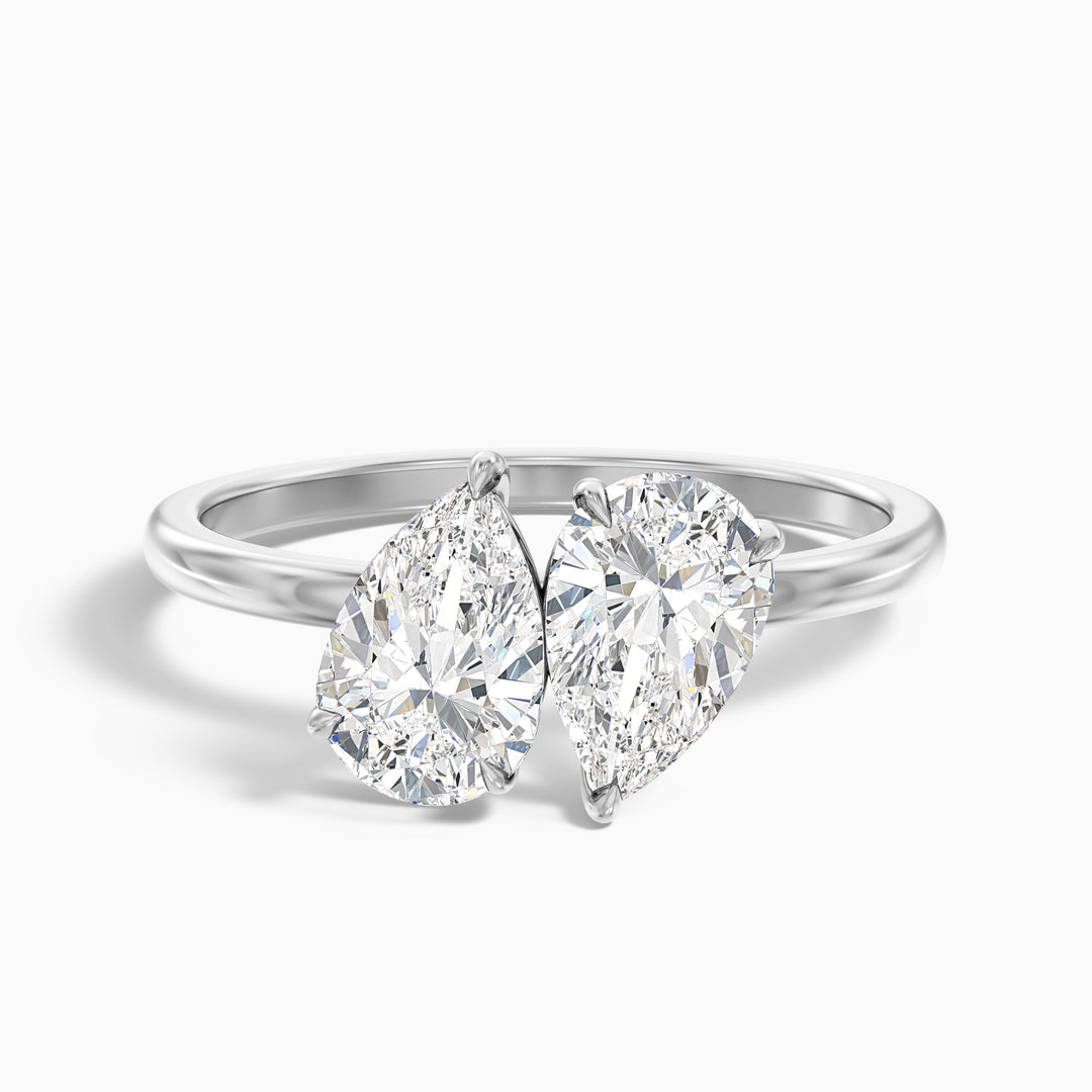 Georgia Toi Et Moi Ring in 14k White Gold With With Both Pear Two Stone Lab Grown Diamond (4 Ct. Tw.)