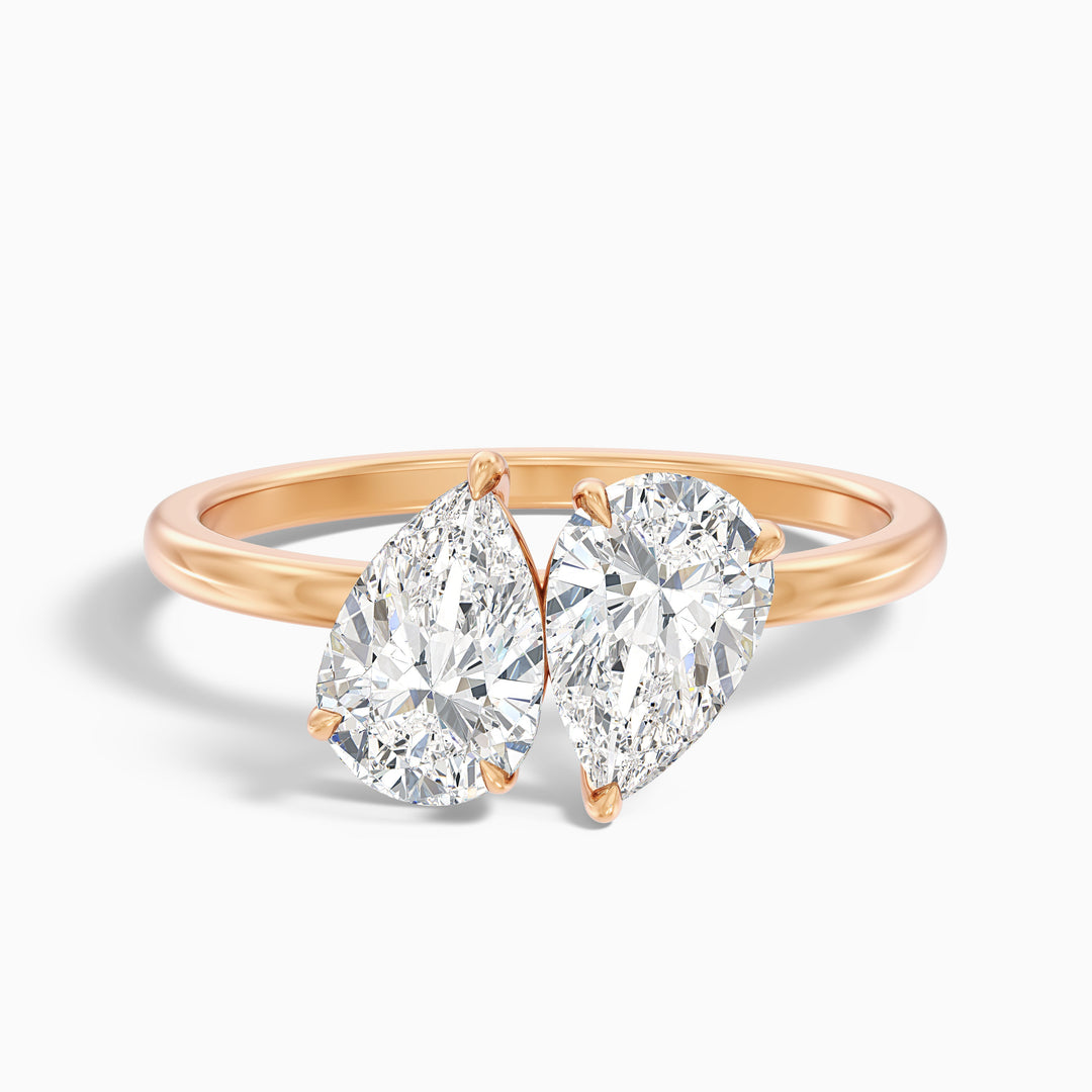 Georgia Toi Et Moi Diamond Ring in 925 Sterling Silver With Both Pear Two Stone Lab Grown Diamond (5 Ct. Tw.) - Front View