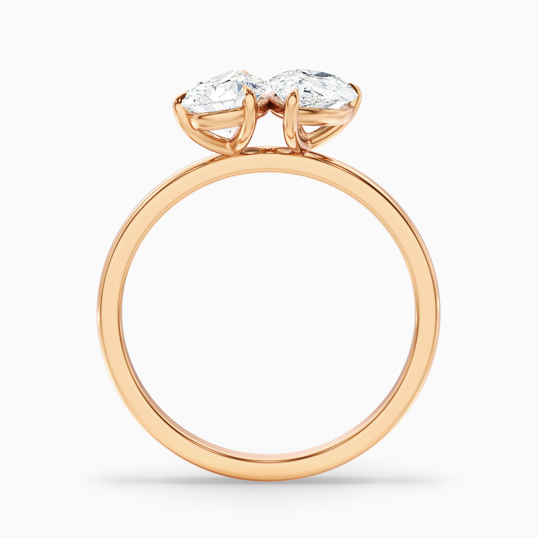 Georgia Toi Et Moi Diamond Ring in 18k Rose Gold With Both Pear Two Stone Lab Grown Diamond (4.5 Ct. Tw.) - Side View