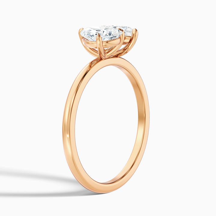 Georgia Toi Et Moi Engagement Ring in 14k Rose Gold With Both Pear Two Stone Lab Grown Diamond (1 Ct. Tw.) - Detail View