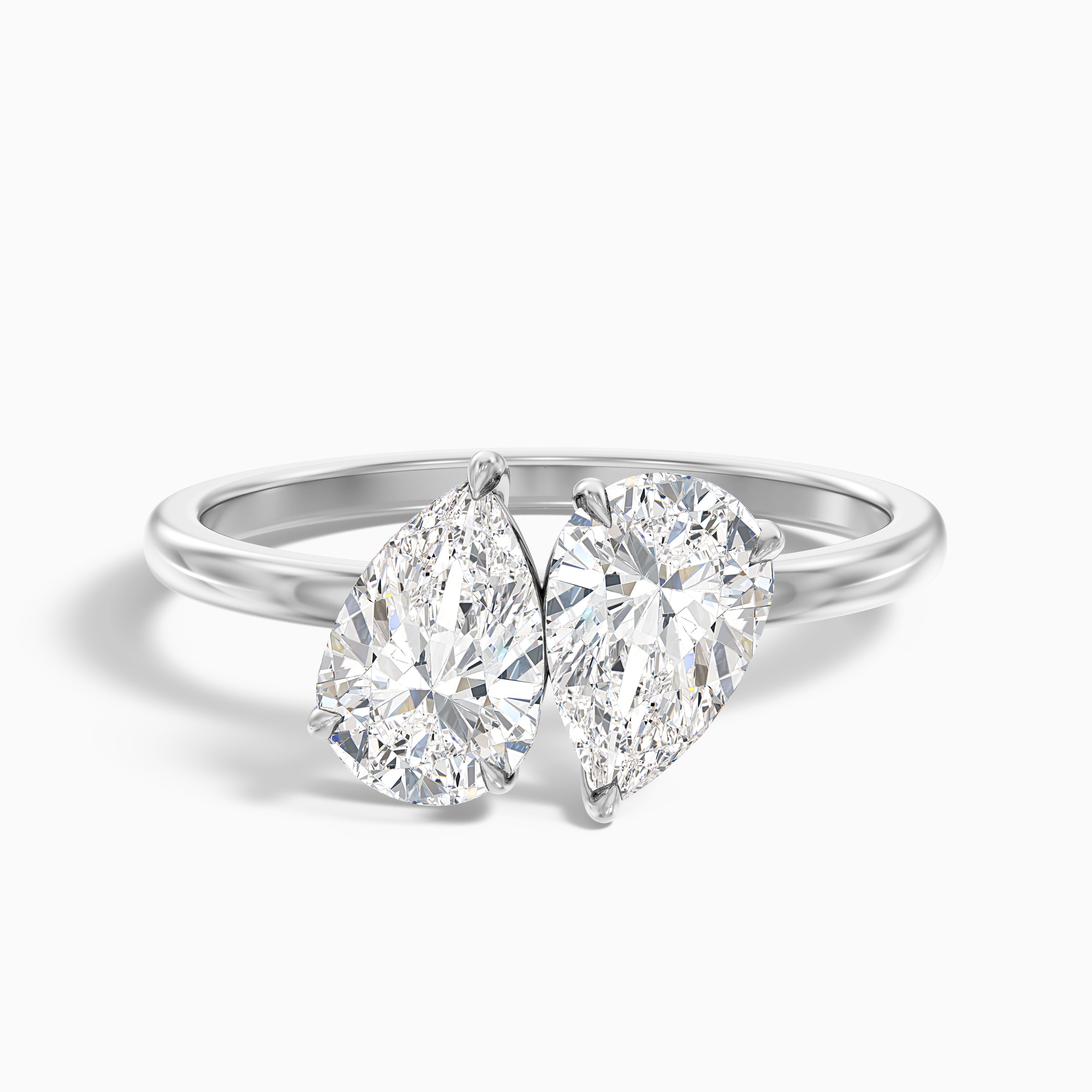 Georgia Toi Et Moi Diamond Ring in 14k White Gold With Both Pear Two Stone Lab Grown Diamond (2 Ct. Tw.)