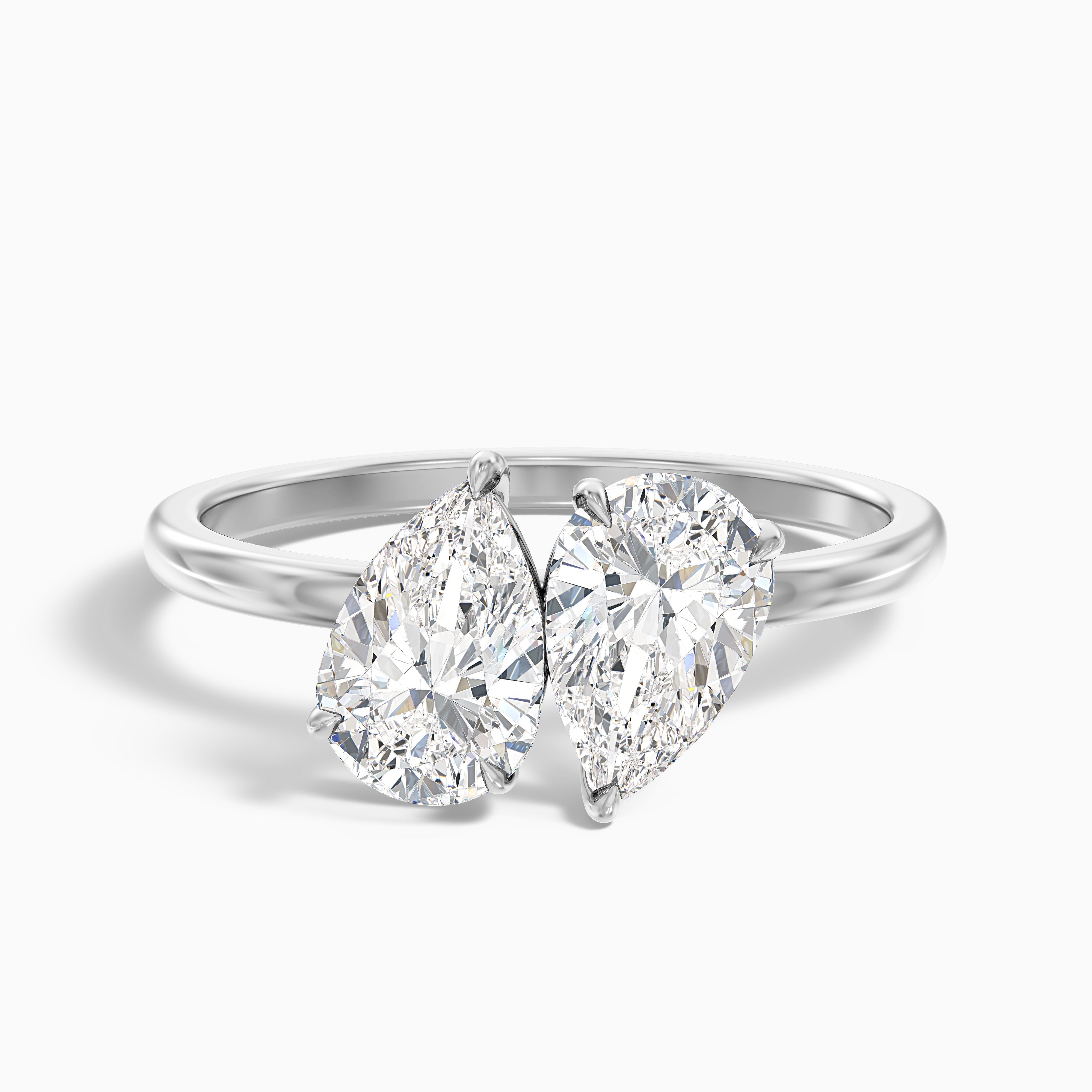 Kate Toi Et Moi Moissanite Ring in 10k White Gold With Both Pear Two Stone Diamond (1 Ct. Tw.)