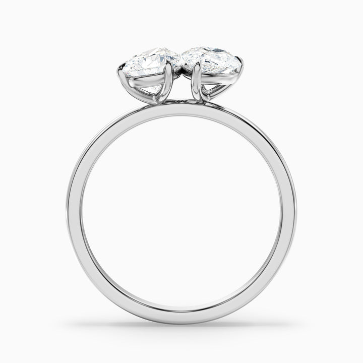 Georgia Toi Et Moi Diamond Ring in 925 Sterling Silver With Both Pear Two Stone Lab Grown Diamond (2 Ct. Tw.) - Side View