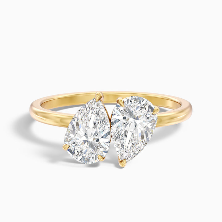 Georgia Toi Et Moi Ring in 925 Sterling Silver With Both Pear Two Stone Lab Grown Diamond (2.5 Ct. Tw.) - Front View