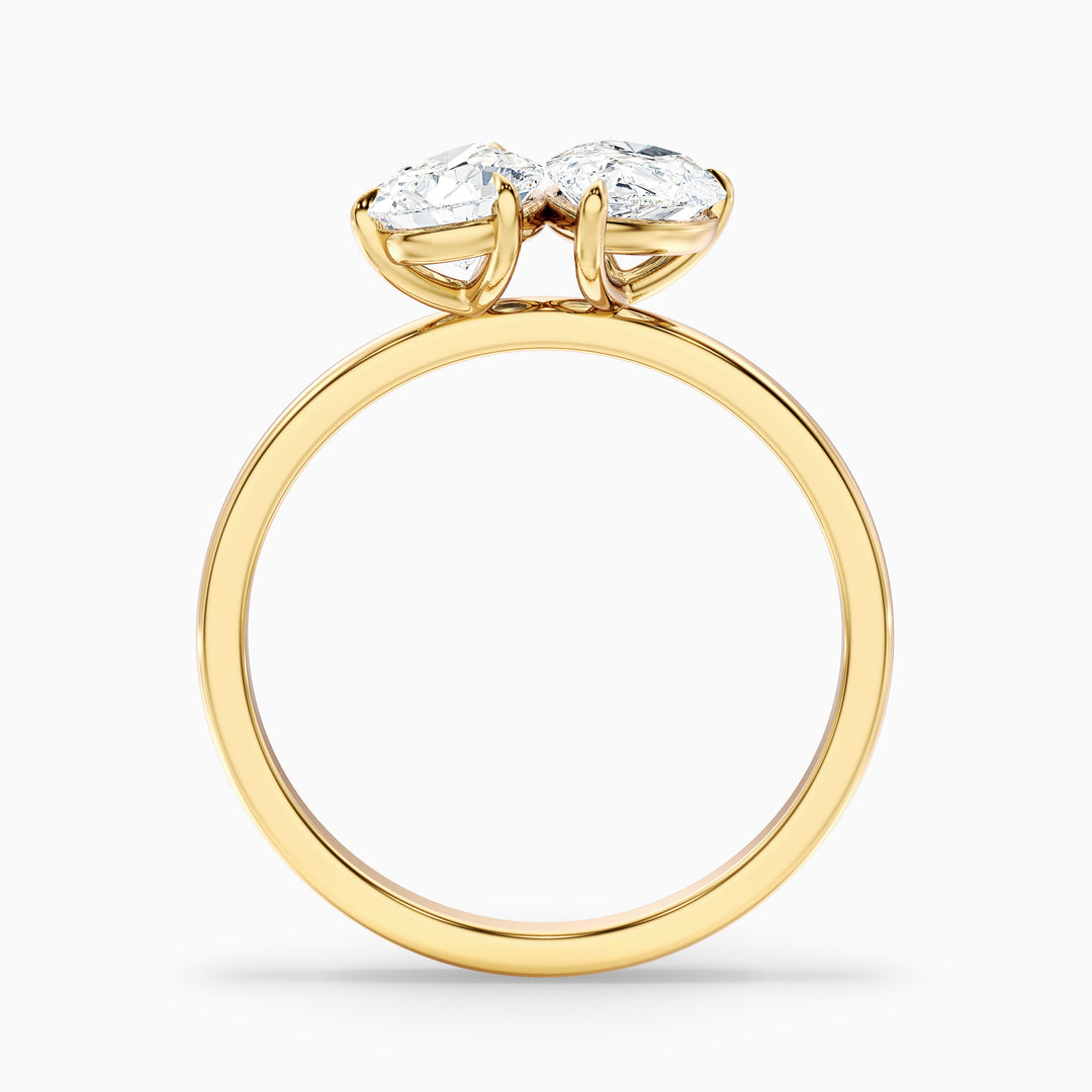 Georgia Toi Et Moi Engagement Ring in 18k Yellow Gold With Both Pear Two Stone Lab Grown Diamond (3.5 Ct. Tw.) - Side View