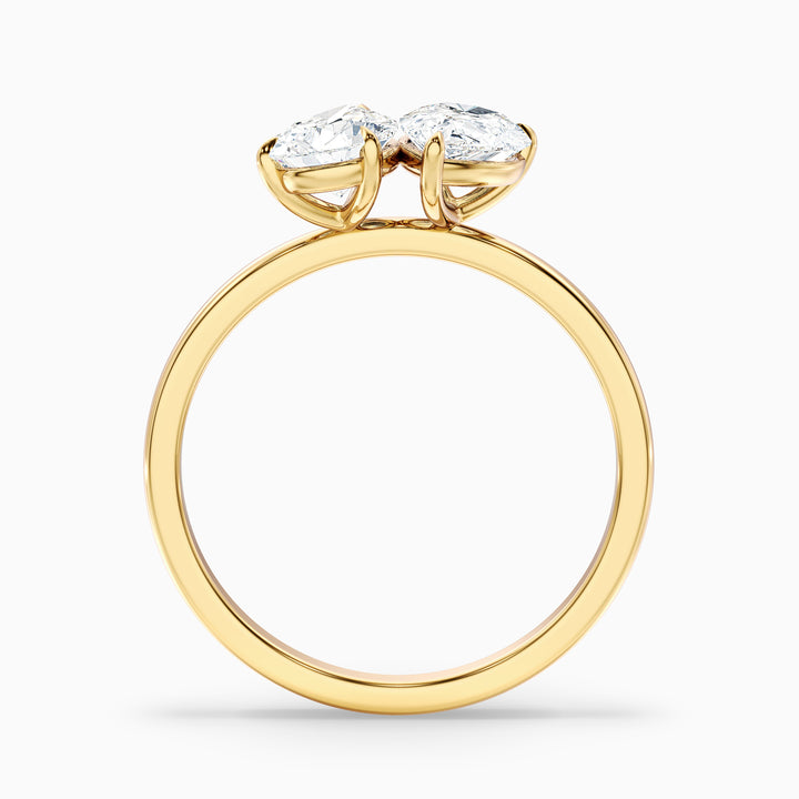 Georgia Toi Et Moi Engagement Ring in 18k Yellow Gold With Both Pear Two Stone Lab Grown Diamond (3.5 Ct. Tw.) - Side View