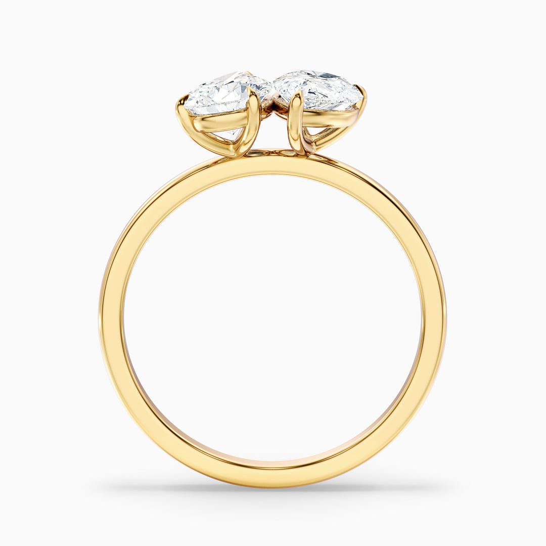 Kate Toi Et Moi Moissanite Ring in 925 Sterling Silver With With Both Pear Two Stone Diamond (2 Ct. Tw.) - Side View