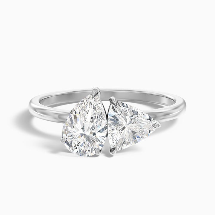 Olivia Toi Et Moi Diamond Ring in 18k White Gold With Pear and Trillion Cut Two Stone Lab Grown Diamond (3.5 Ct. Tw.)