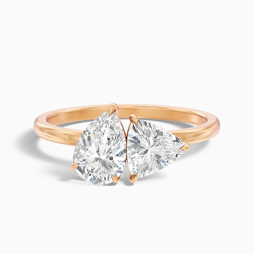 Olivia Toi Et Moi Engagement Ring in 925 Sterling Silver With Pear and Trillion Cut Two Stone Lab Grown Diamond (1.5 Ct. Tw.) - Front View