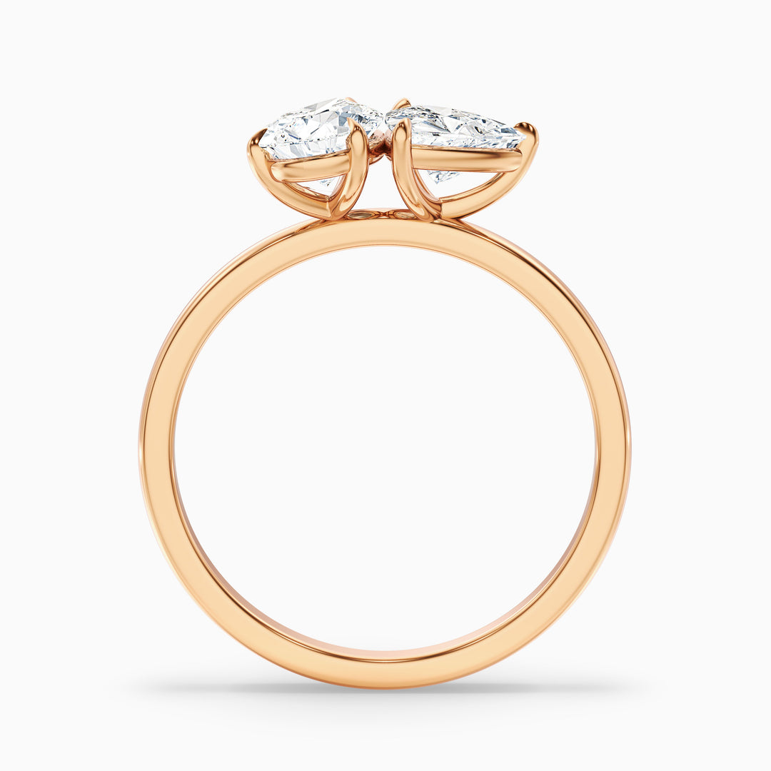 Olivia Toi Et Moi Ring in 18k Rose Gold With Pear and Trillion Cut Two Stone Lab Grown Diamond (3.5 Ct. Tw.) - Side View