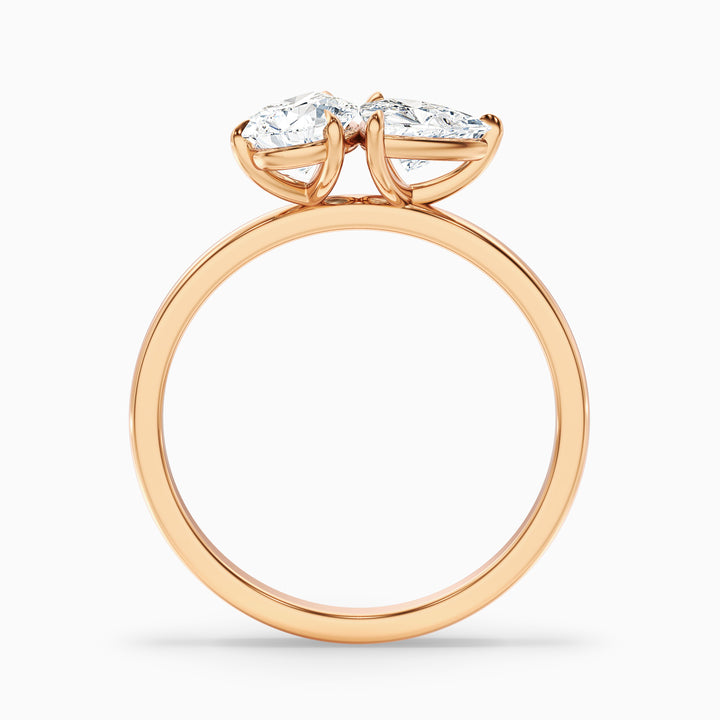 Olivia Toi Et Moi Ring in 18k Rose Gold With Pear and Trillion Cut Two Stone Lab Grown Diamond (3.5 Ct. Tw.) - Side View