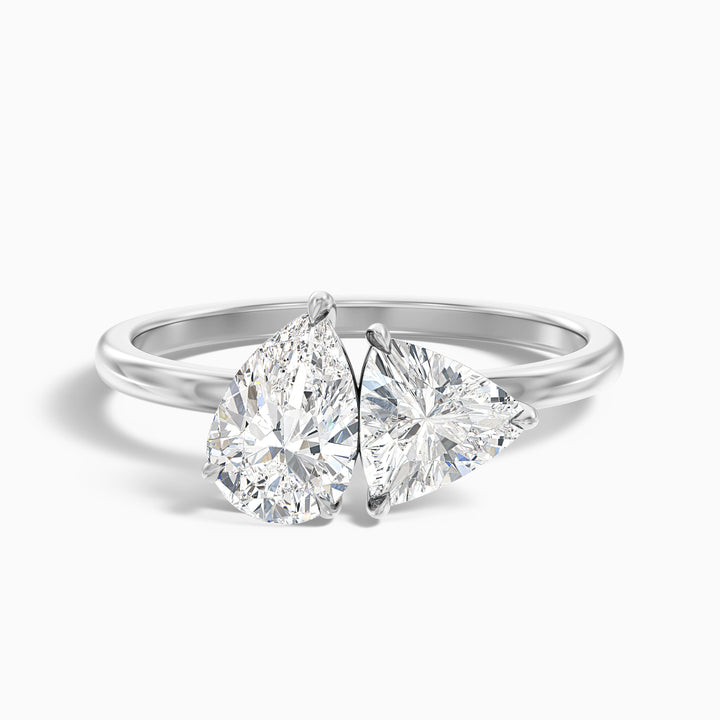 Elsie Toi Et Moi Ring in 925 Sterling Silver With Pear and Trillion Cut Two Stone Moissanite Diamond (2.5 Ct. Tw.) - Front View