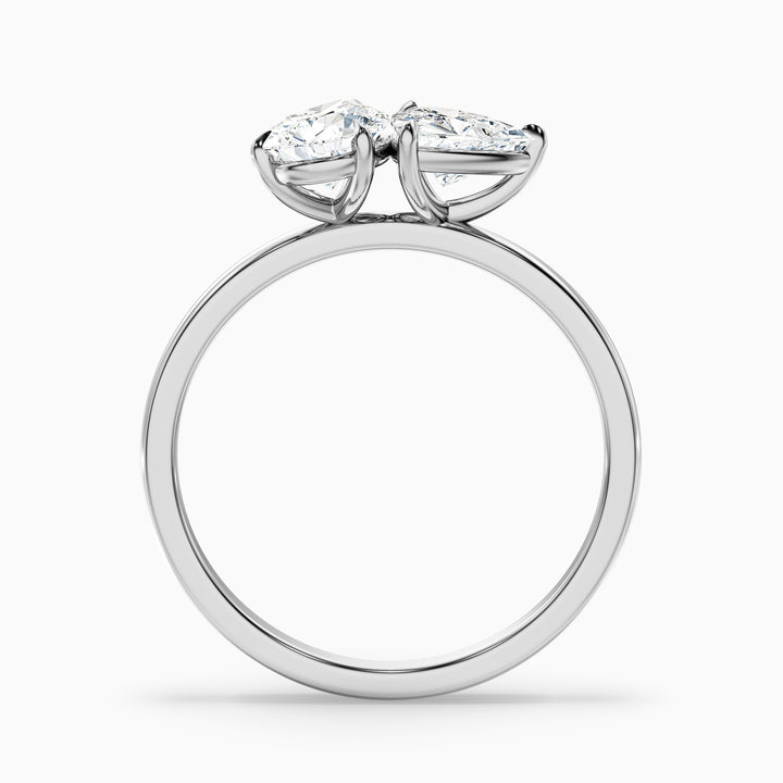 Olivia Toi Et Moi Ring in 925 Sterling Silver With Pear and Trillion Cut Two Stone Lab Grown Diamond (1 Ct. Tw.) - Side View