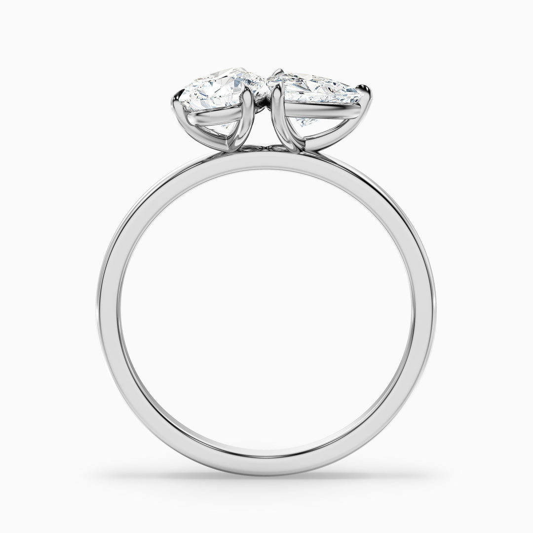 Olivia Toi Et Moi Diamond Ring in 925 Sterling Silver With Pear and Trillion Cut Two Stone Lab Grown Diamond (5 Ct. Tw.) - Side View