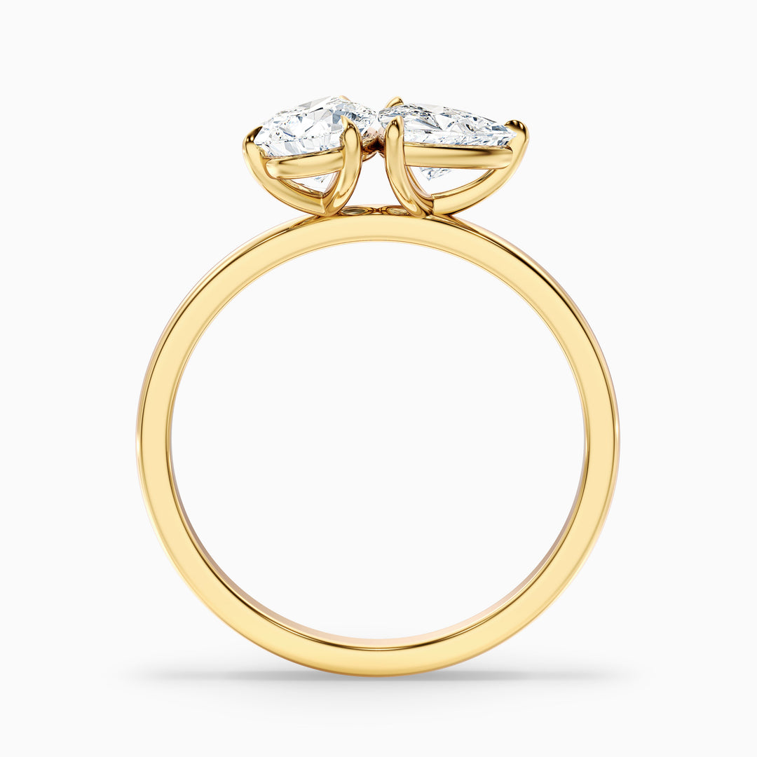 Elsie Toi Et Moi Ring in 14k Rose Gold With Pear and Trillion Cut Two Stone Moissanite Diamond (4 Ct. Tw.) - Side View