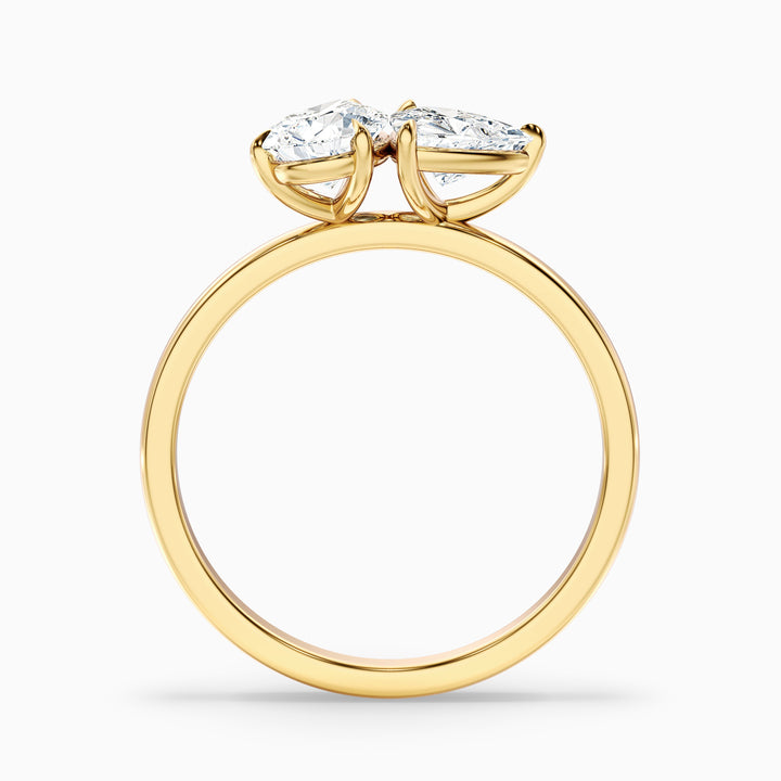 Olivia Toi Et Moi Engagement Ring in 925 Sterling Silver With Pear and Trillion Cut Two Stone Lab Grown Diamond (4.5 Ct. Tw.) - Side View