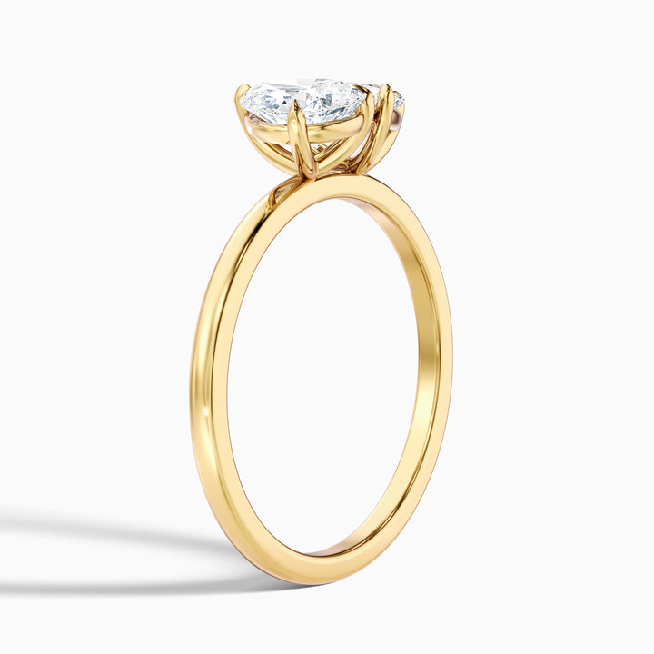 Elsie Toi Et Moi Ring in 18k Yellow Gold With Pear and Trillion Cut Two Stone Moissanite Diamond (4 Ct. Tw.) - Detail View