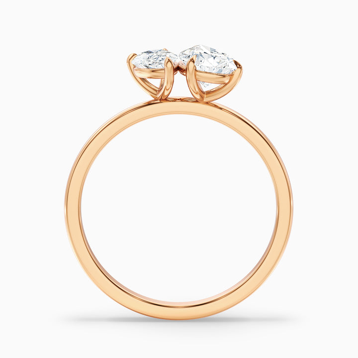 Maisie Toi Et Moi Diamond Ring in 14k Rose Gold With With Both Pear Two Stone Lab Grown Diamond (4.5 Ct. Tw.) - Side View