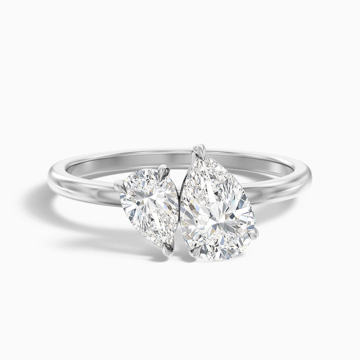Maisie Toi Et Moi Diamond Ring in 925 Sterling Silver With With Both Pear Two Stone Lab Grown Diamond (2 Ct. Tw.) - Front View