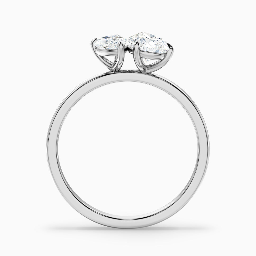 Maisie Toi Et Moi Engagement Ring in 925 Sterling Silver With With Both Pear Two Stone Lab Grown Diamond (4.5 Ct. Tw.) - Side View