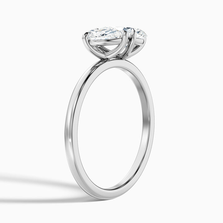 Skye Toi Et Moi Engagement Ring in 925 Sterling Silver With With Both Pear Two Stone Moissanite Diamond (5 Ct. Tw.) - Detail View