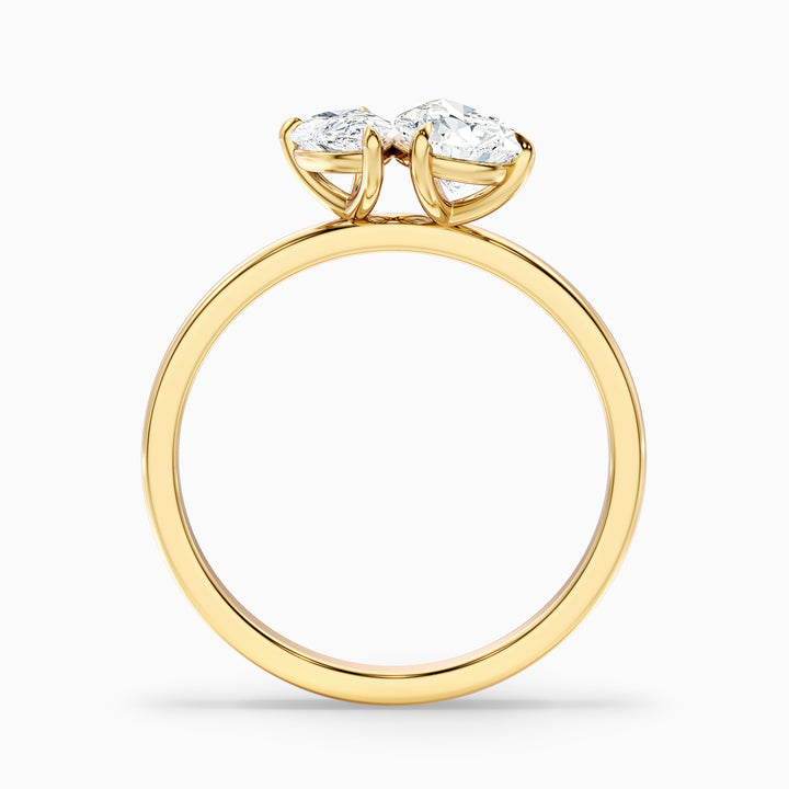 Maisie Toi Et Moi Engagement Ring in 10k Yellow Gold With With Both Pear Two Stone Lab Grown Diamond (2 Ct. Tw.) - Side View