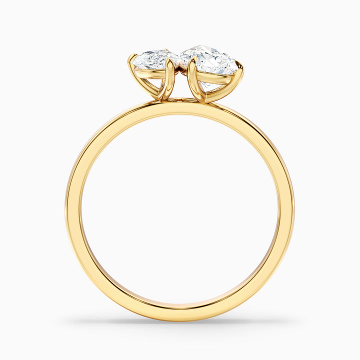 Skye Toi Et Moi Engagement Ring in 925 Sterling Silver With With Both Pear Two Stone Moissanite Diamond (4 Ct. Tw.) - Side View