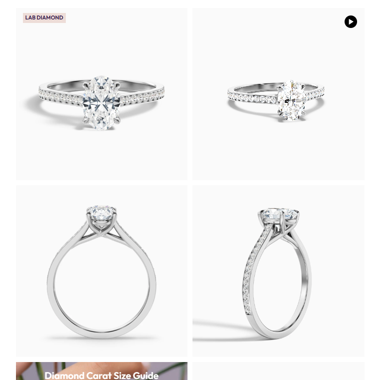 Sky 2.5 Carat Oval Cut (E|VVS2) Side Stone Pave Lab Grown Engagement Ring in Platinum with 2.00mm Band