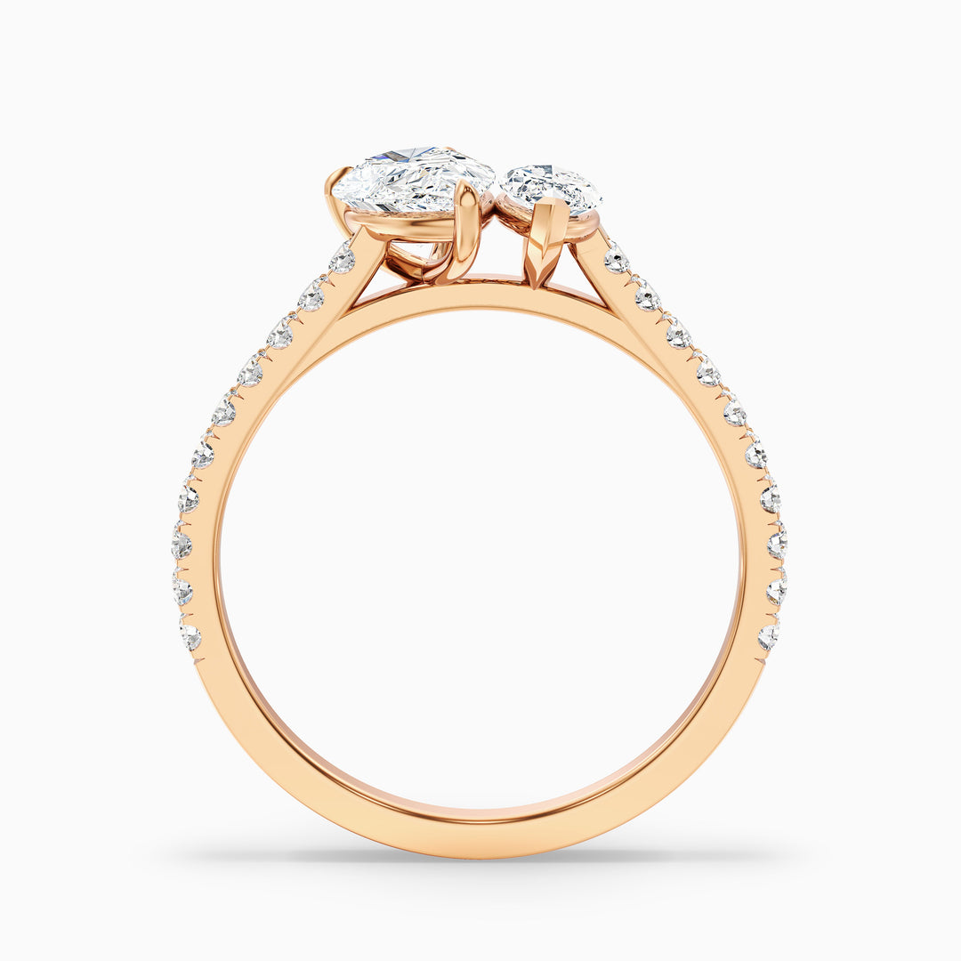 Emma Toi Et Moi Moissanite Ring in 18k Yellow Gold With Pear and Marquise Two Stone Diamond (4 Ct. Tw.) - Side View