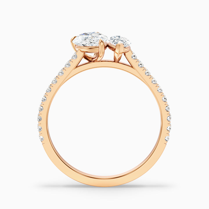 Emma Toi Et Moi Moissanite Ring in 18k Yellow Gold With Pear and Marquise Two Stone Diamond (4 Ct. Tw.) - Side View