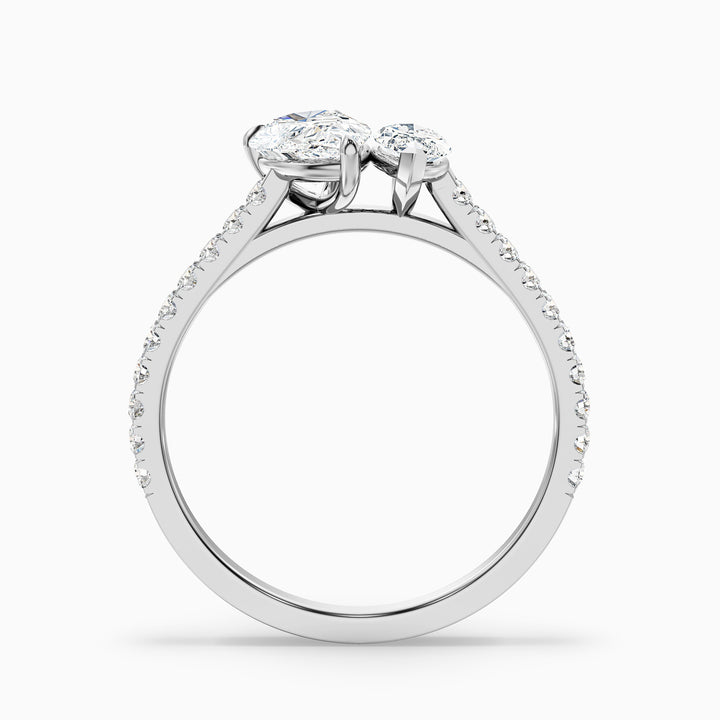 Emma Toi Et Moi Moissanite Ring in 925 Sterling Silver With Pear and Marquise Two Stone Diamond (1 Ct. Tw.) - Side View