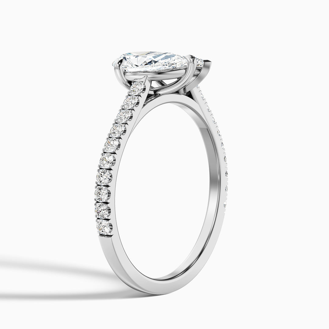Emma Toi Et Moi Moissanite Ring in 925 Sterling Silver With Pear and Marquise Two Stone Diamond (2 Ct. Tw.) - Detail View